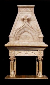 GOTHIC MANTLE HAND CARVED IN WHITE MARBLE FIREPLACE – MODEL MFP133 1