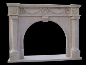 HAND CARVED TRAVERTINE BEIGE MARBLE FIREPLACE – MODEL MFP134 1