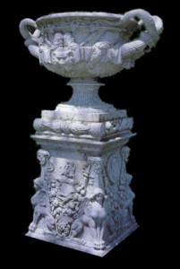 ITALIAN HAND CARVED WHITE MARBLE GARDEN URN AND PEDESTAL – MODEL MP113 1